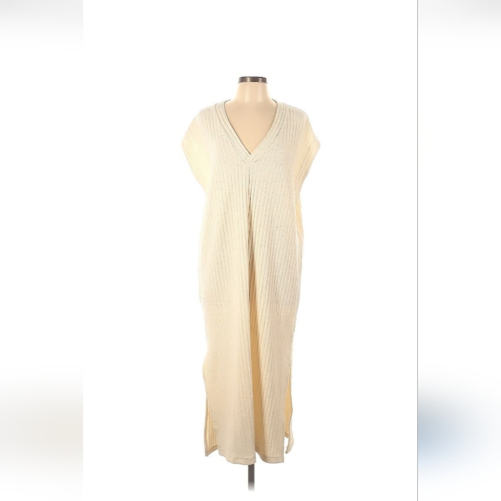 Cream Ribbed Maxi Dress
